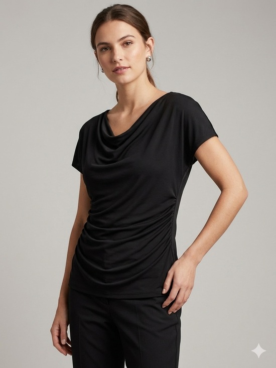 Banana Republic Tops - Banana Republic Black Draped Cowl Short-Sleeve Tee